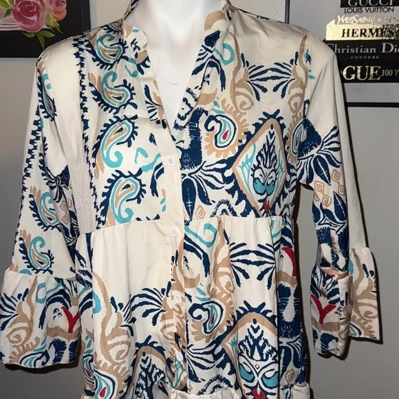 19. Bohemian Print Tunic Dress - Picture 3 of 5